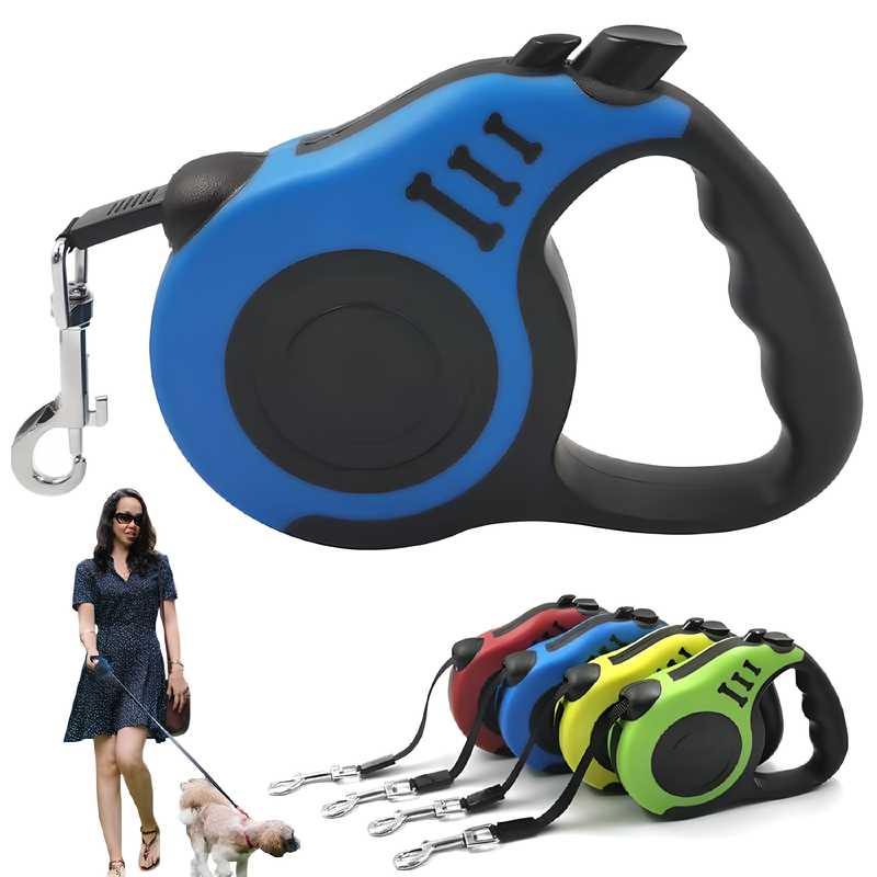Dogesh 5m Retractable Strap Leash — Long Walking Lead for Dogs & Cats