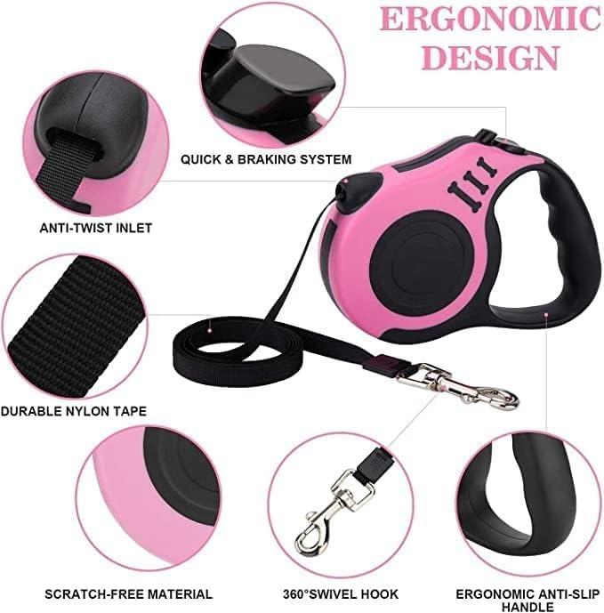 Dogesh 5m Retractable Strap Leash — Long Walking Lead for Dogs & Cats